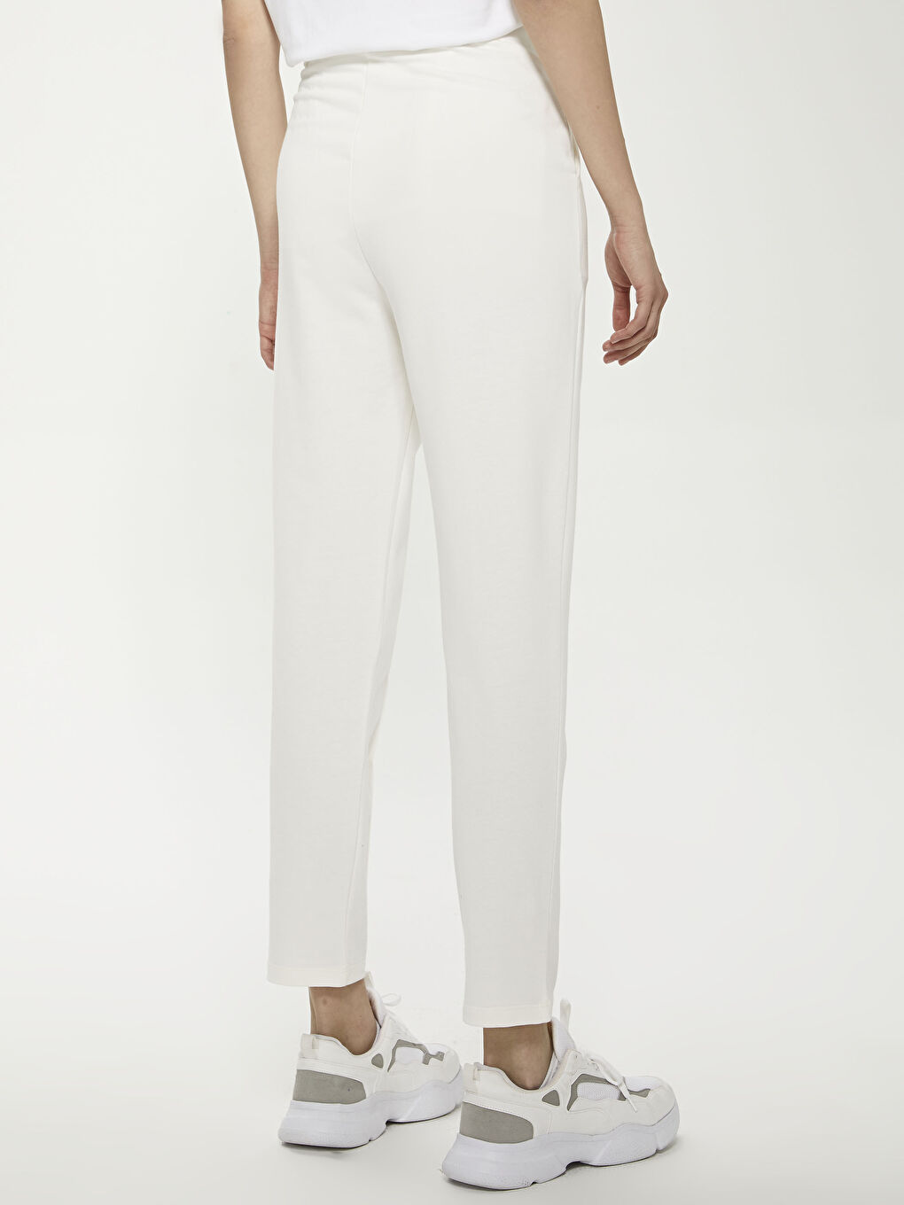 Ekru Beli Lastikli Kadın Eşofman Alt-9