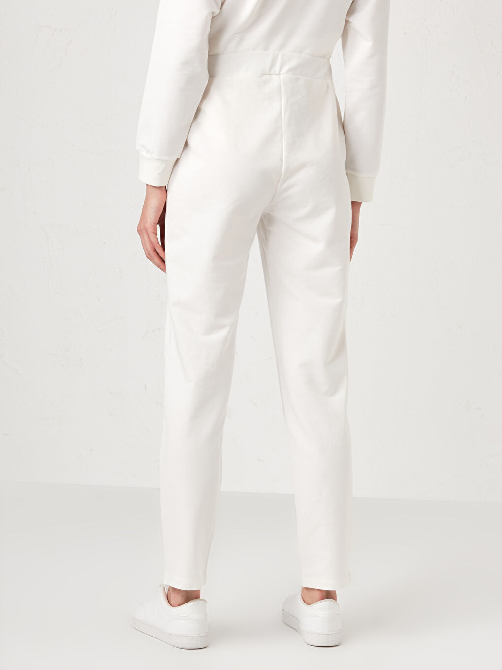 Ekru Beli Lastikli Kadın Eşofman Alt-5