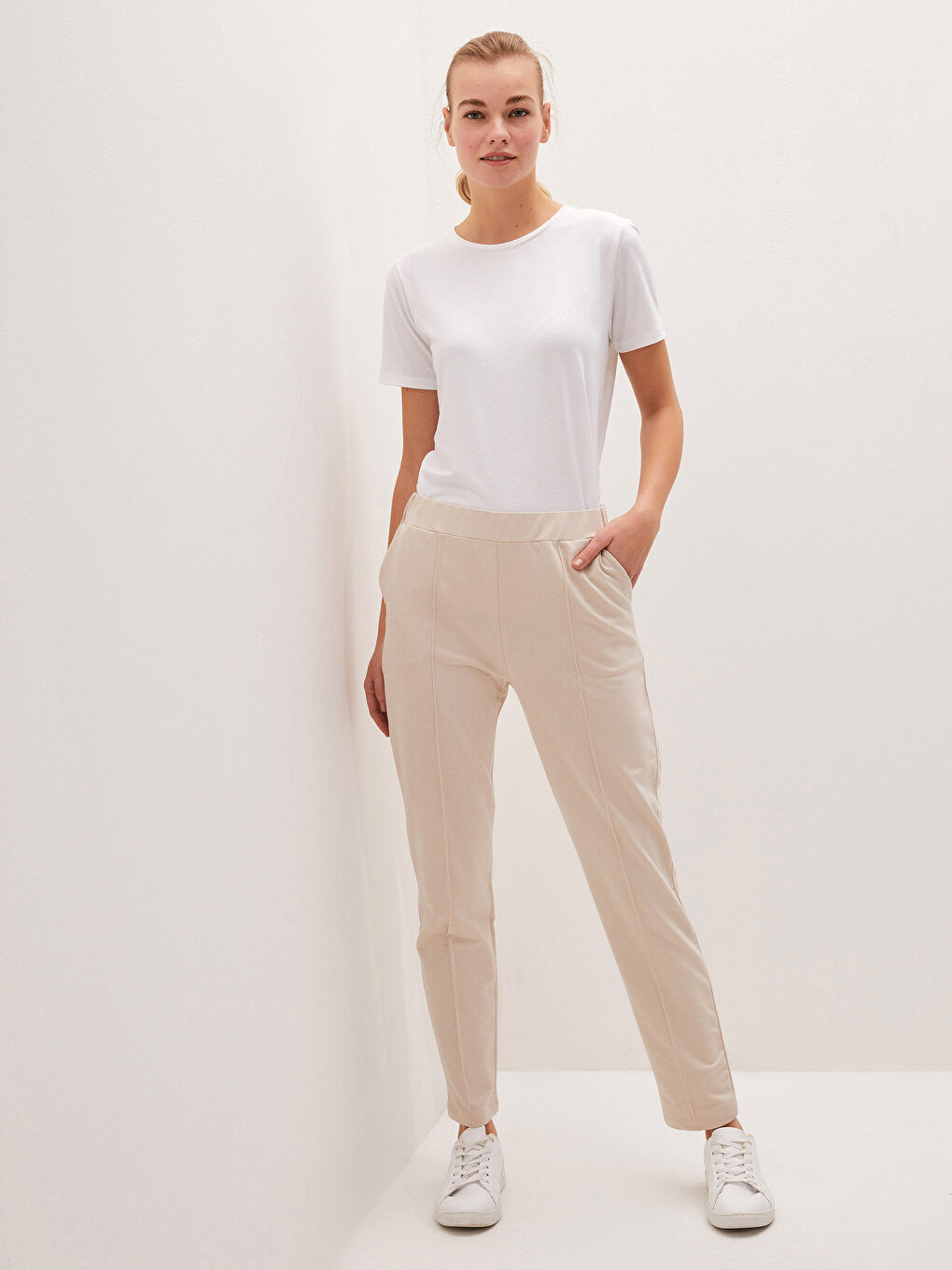 Gri Beli Lastikli Kadın Eşofman Alt