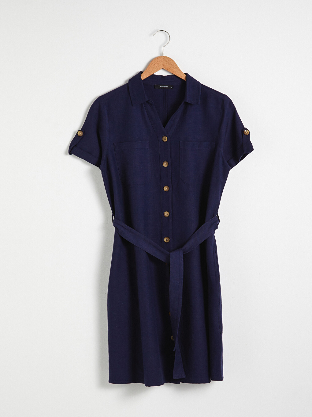 Waistband Poplin Shirt Dress-6