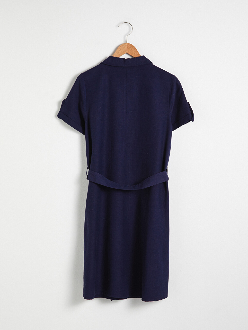 Waistband Poplin Shirt Dress-7