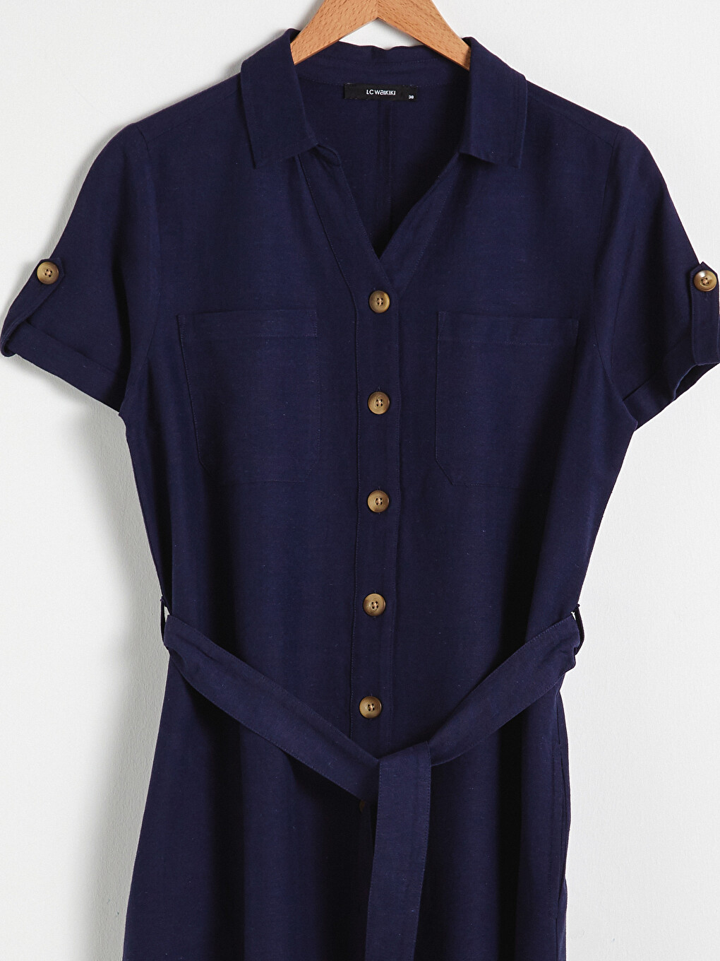 Waistband Poplin Shirt Dress-8