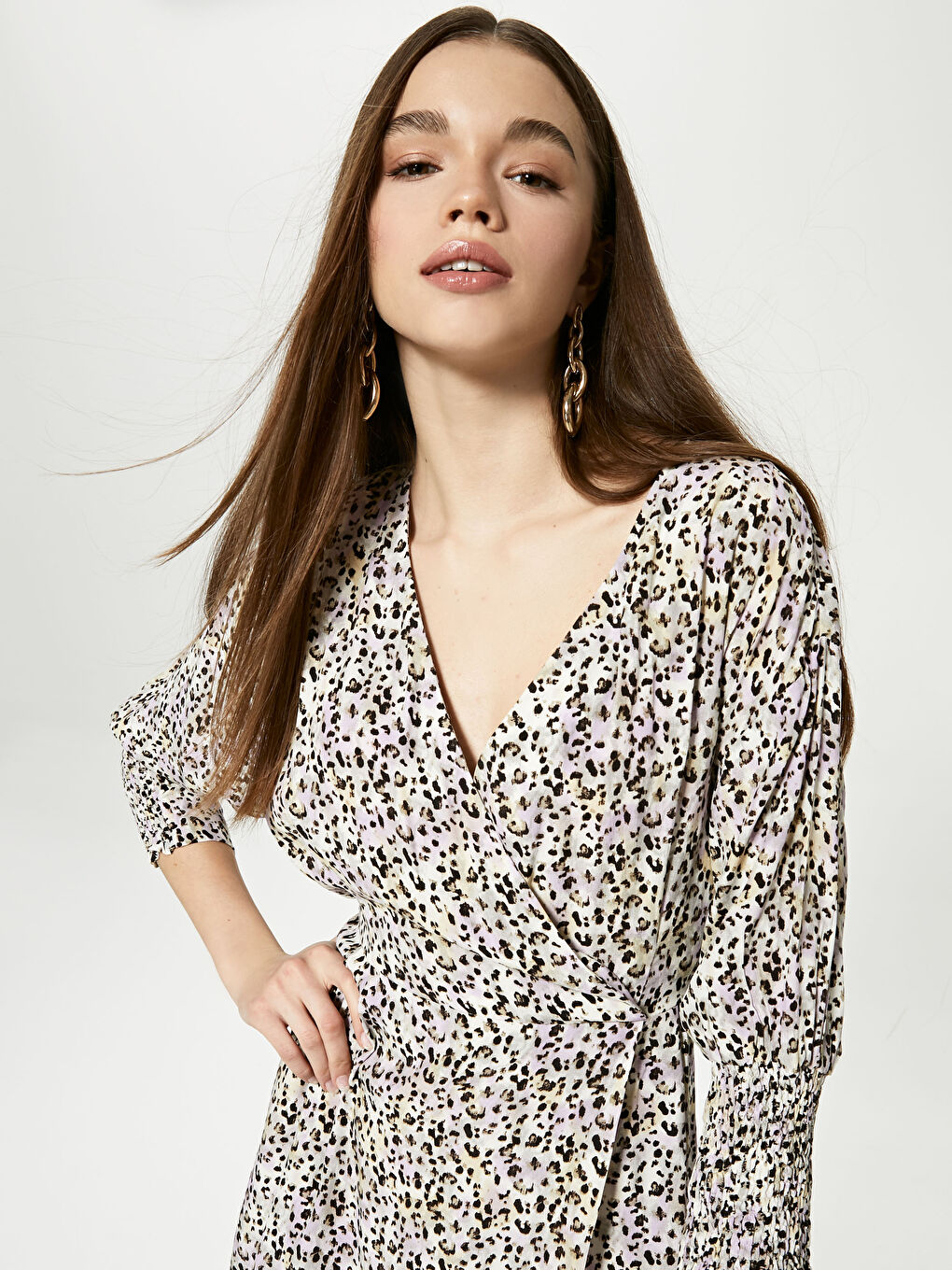 V Neck Patterned Women Dress -S1CK56Z8-LRA