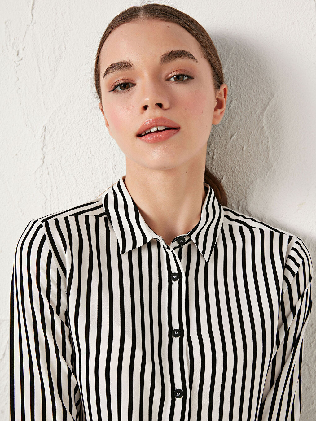 Chemise Femme à Rayures en Viscose à Manches Longues-2