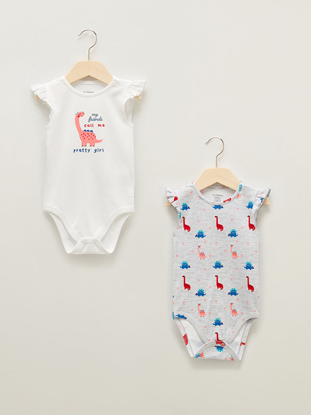 Body Bébé Fille Imprimé Col Rond Manches Courtes Avec Fermeture à Pression Lot de 2