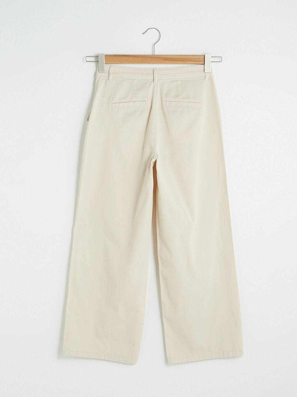 Bej Standart Fit Geniş Paça Kadın Pantolon-7