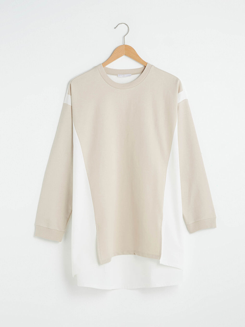 Crew Neck Long Sleeve Women's Sweatshirt Tunic with Color Block-6