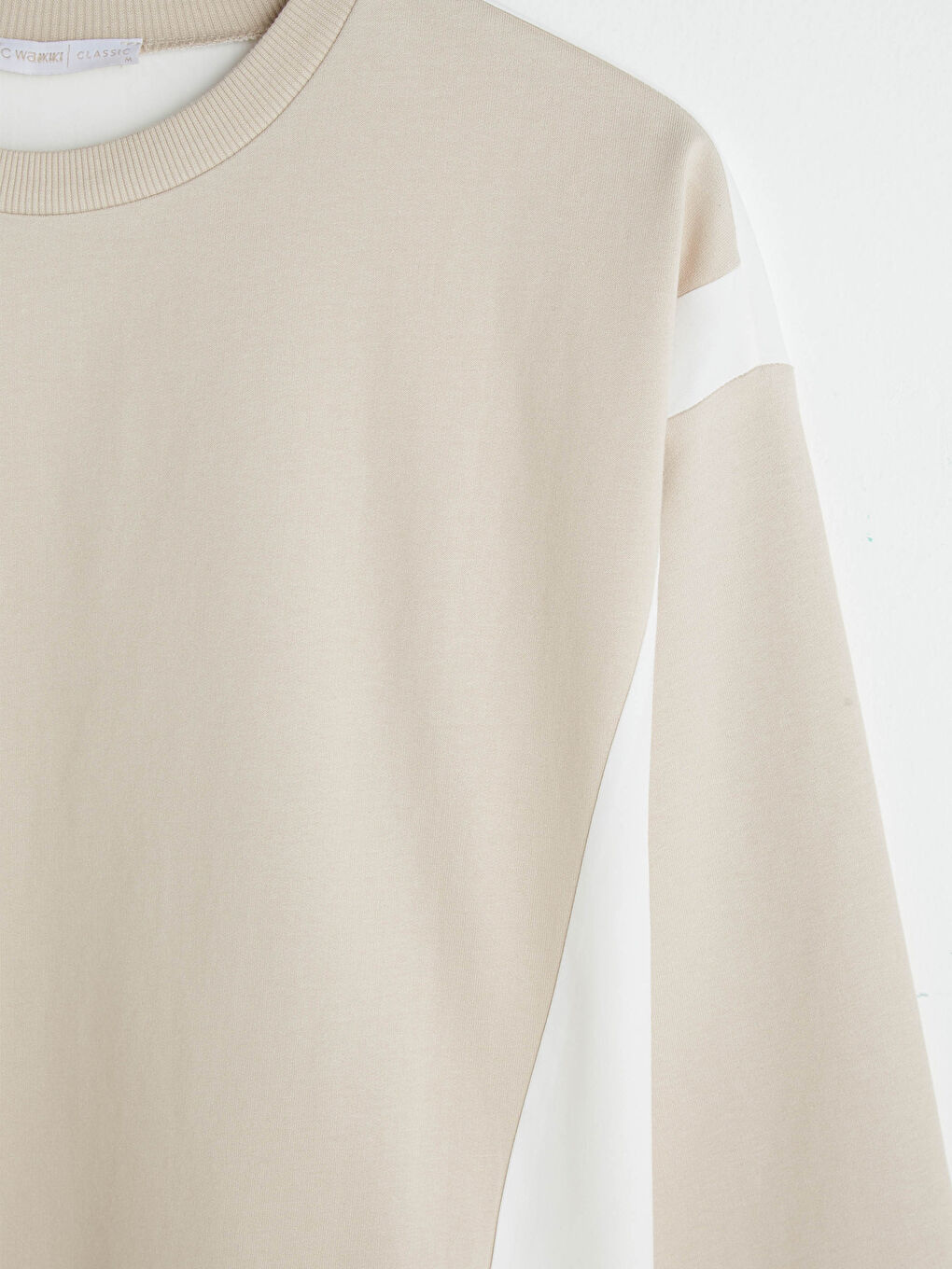 Crew Neck Long Sleeve Women's Sweatshirt Tunic with Color Block-7