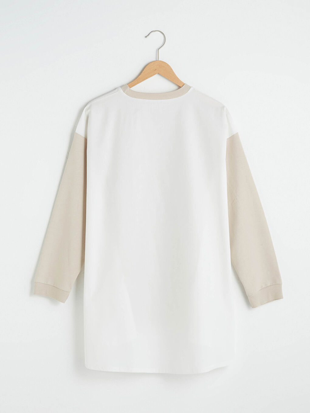 Crew Neck Long Sleeve Women's Sweatshirt Tunic with Color Block-8