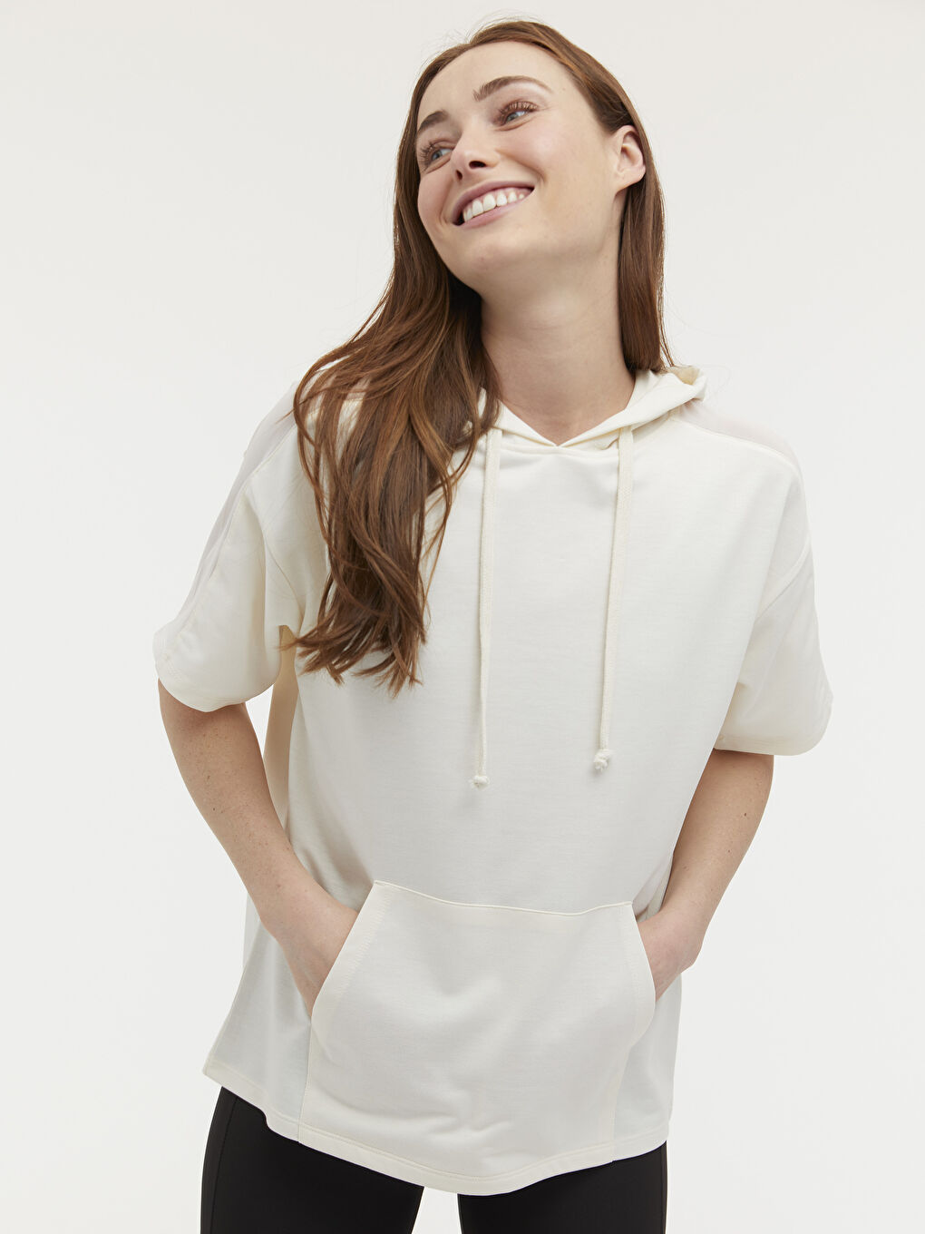 Kurzarm-Sport-T-Shirt mit Kapuze für Damen-6