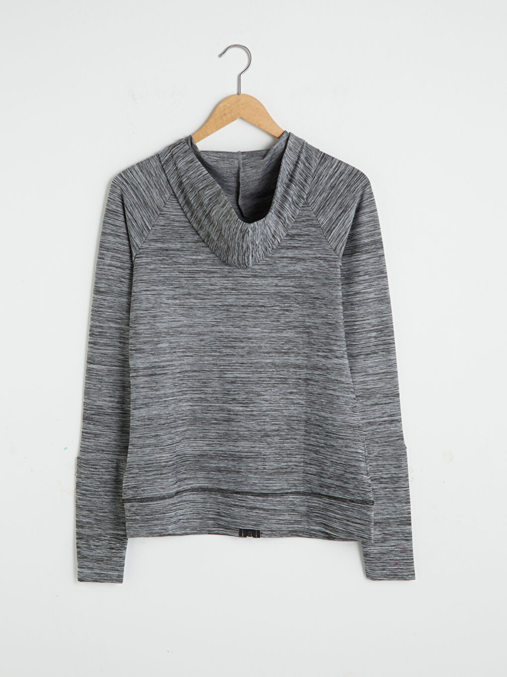 Gri Kapüşonlu Desenli Uzun Kollu Kadın Spor Hırka-9