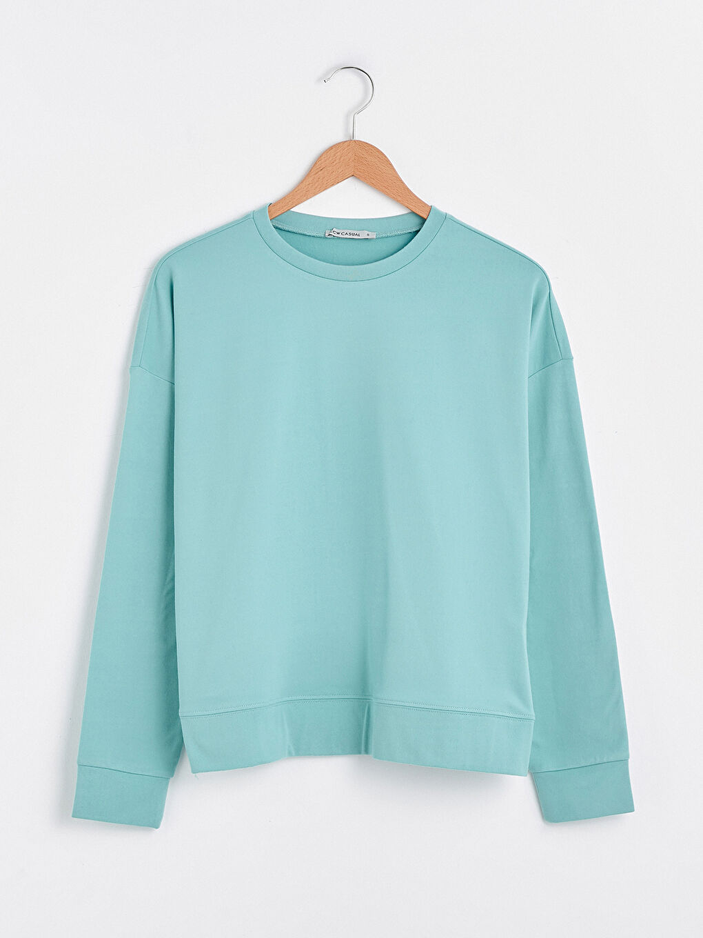 Свитшот спортивный женский с круглым вырезом, стандартного кроя, с длинным рукавом-5