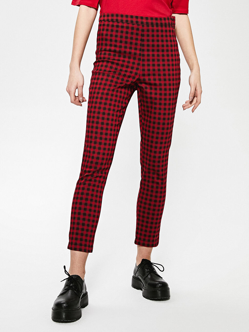 Plaid Ankle Gabardine Trousers-2
