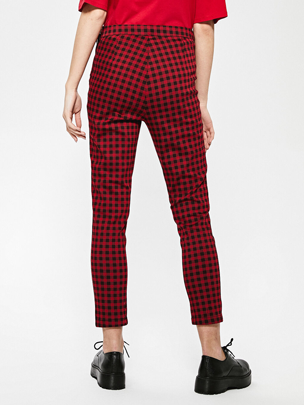 Plaid Ankle Gabardine Trousers-3