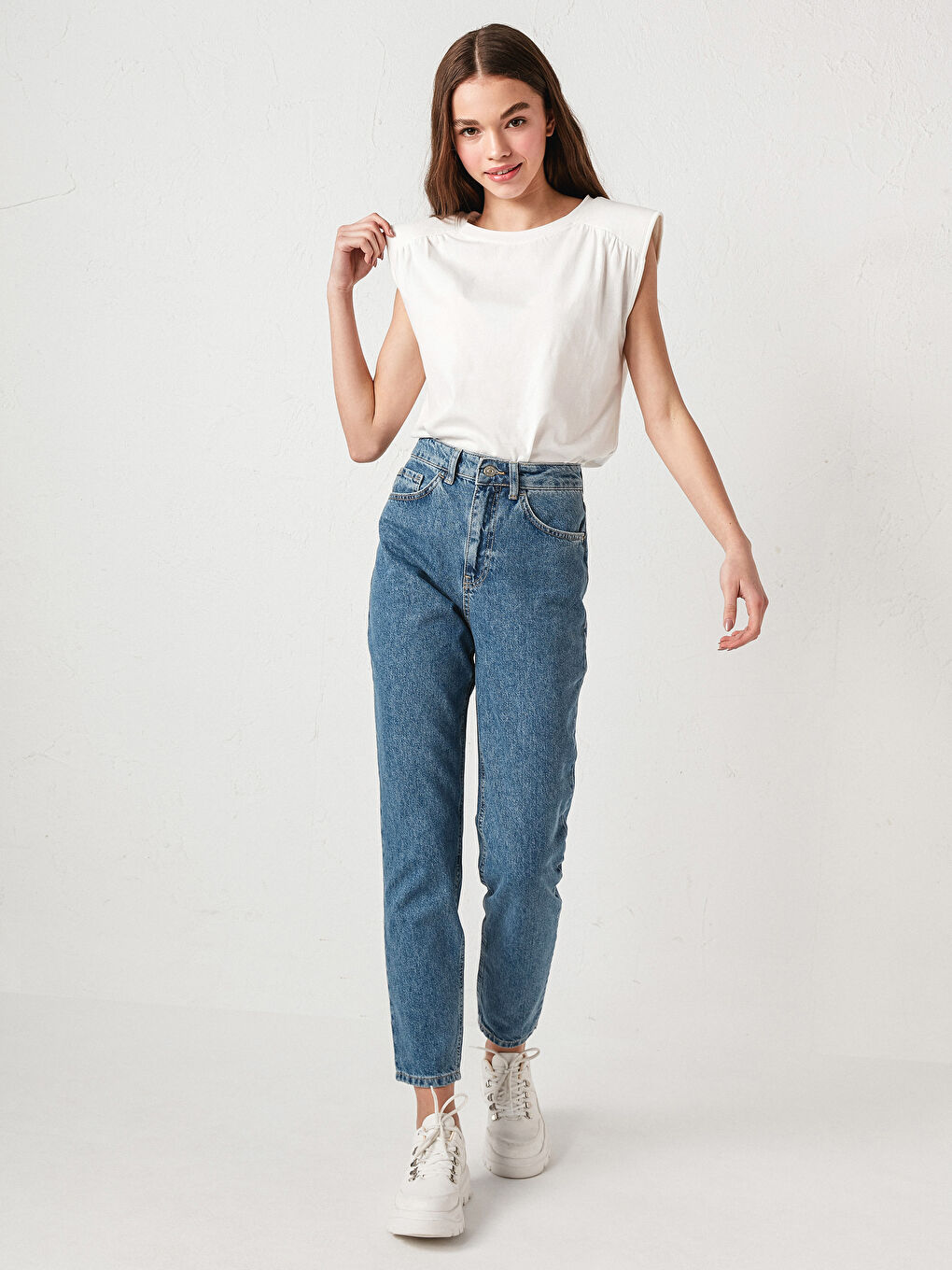 Джинси Родео з високою талією, мом фіт, довжина до щиколотки-1
