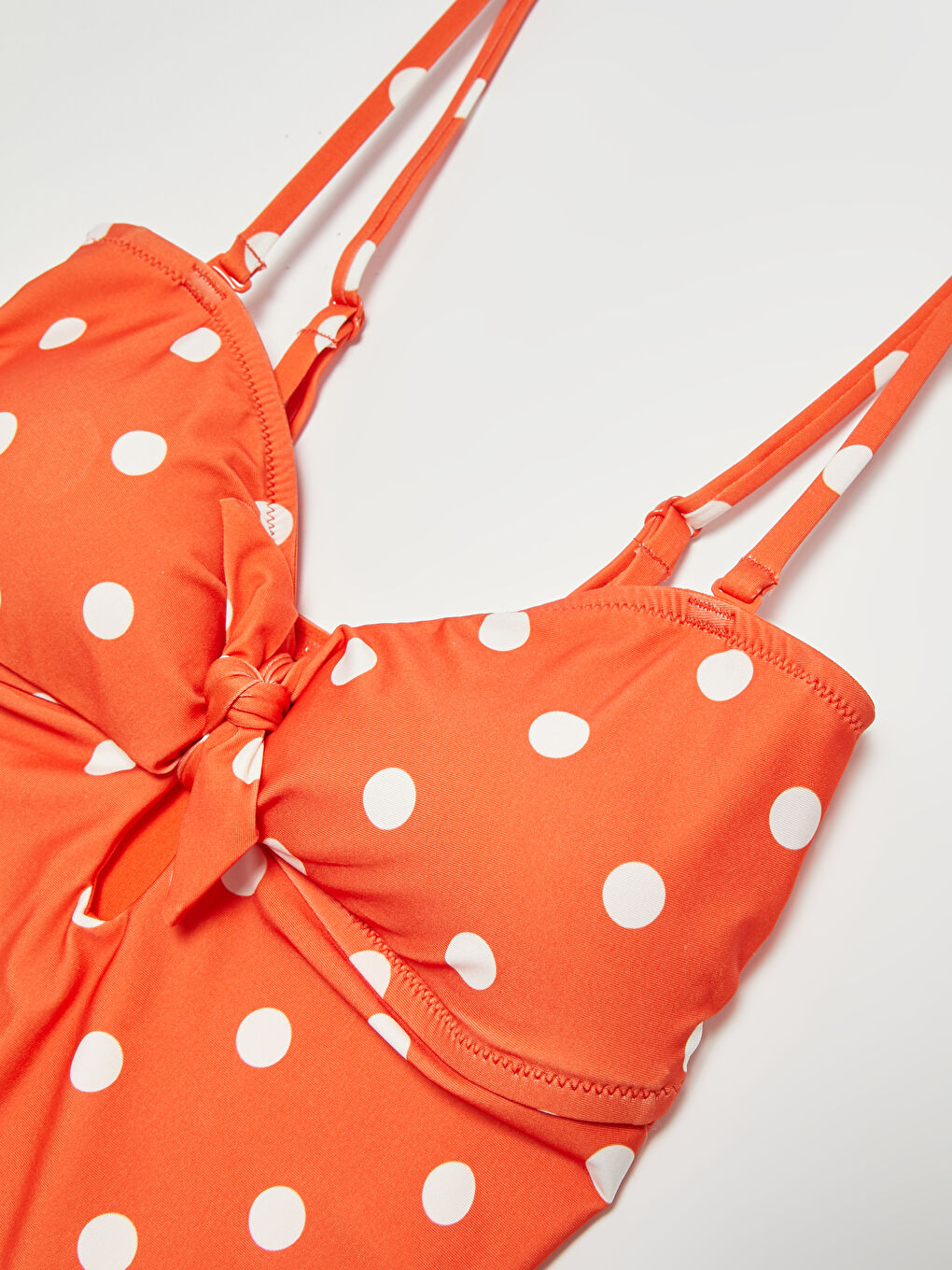 Maillot de Bain Pour Femmes À Pois Avec Bretelles Et Nœud-1