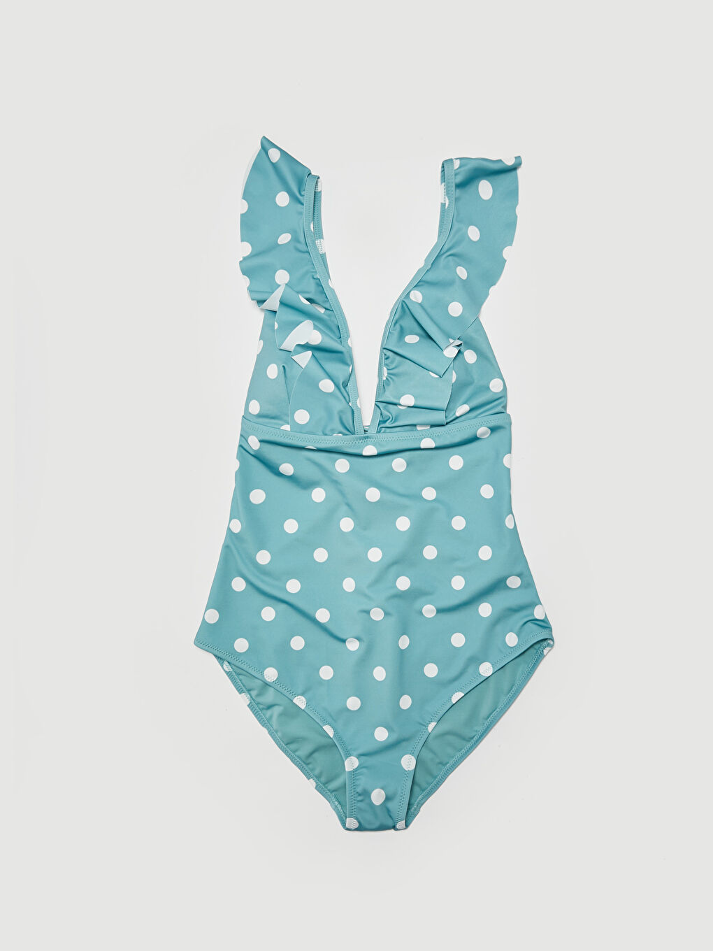 LCW DREAM Polka Dot Ruffle Detail Women's Swimsuit -S1CM69Z8-LRL