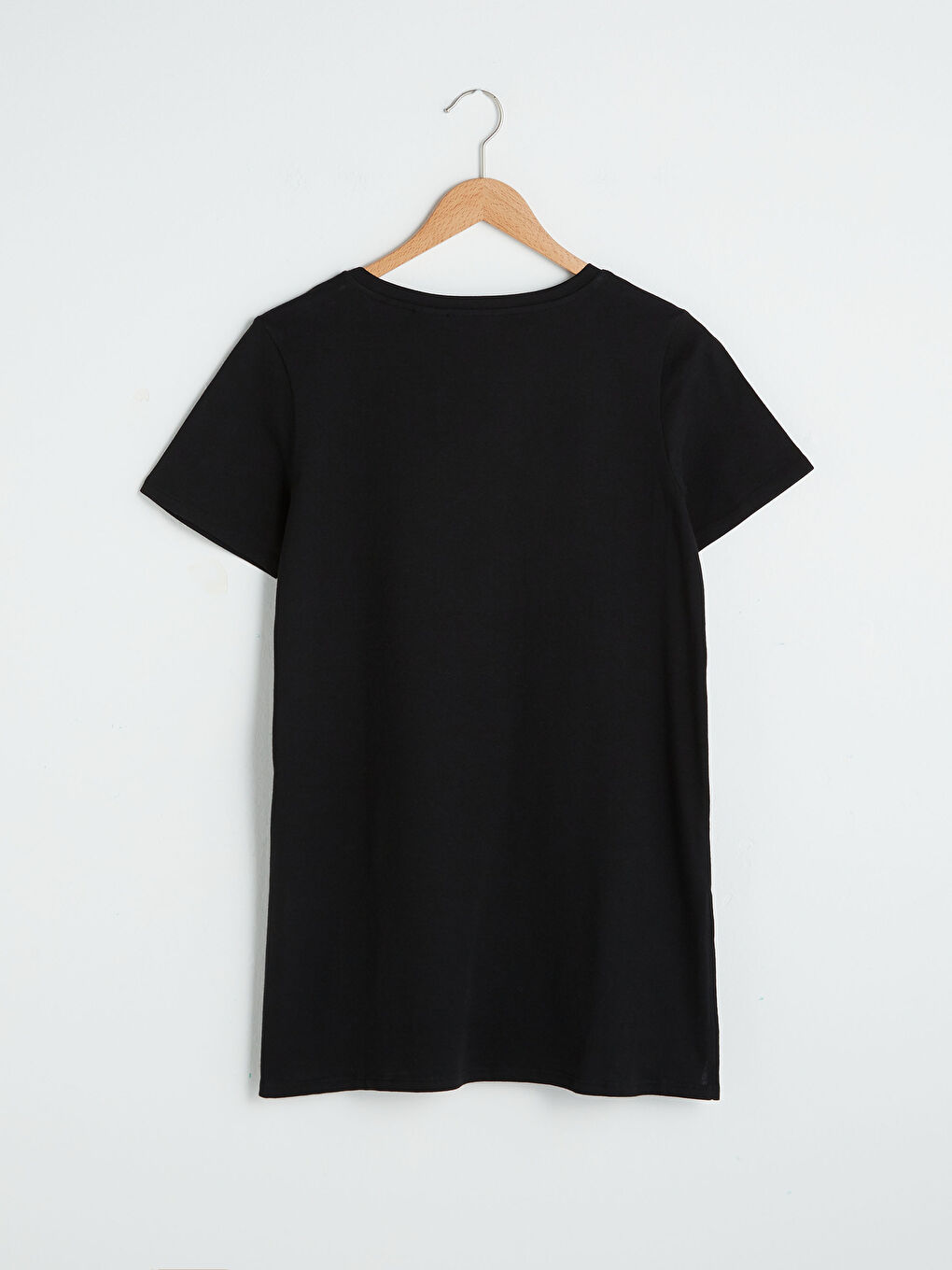 Siyah V Yaka Minnie Mouse Baskılı Kısa Kollu Pamuklu Hamile Tişört-6