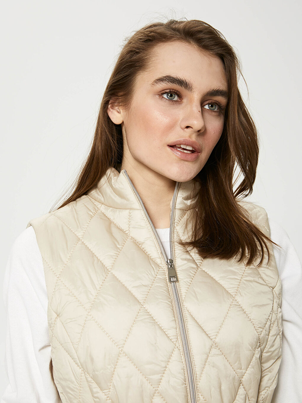 Gilet à Col Cheminée À Motifs pour Femmes-2