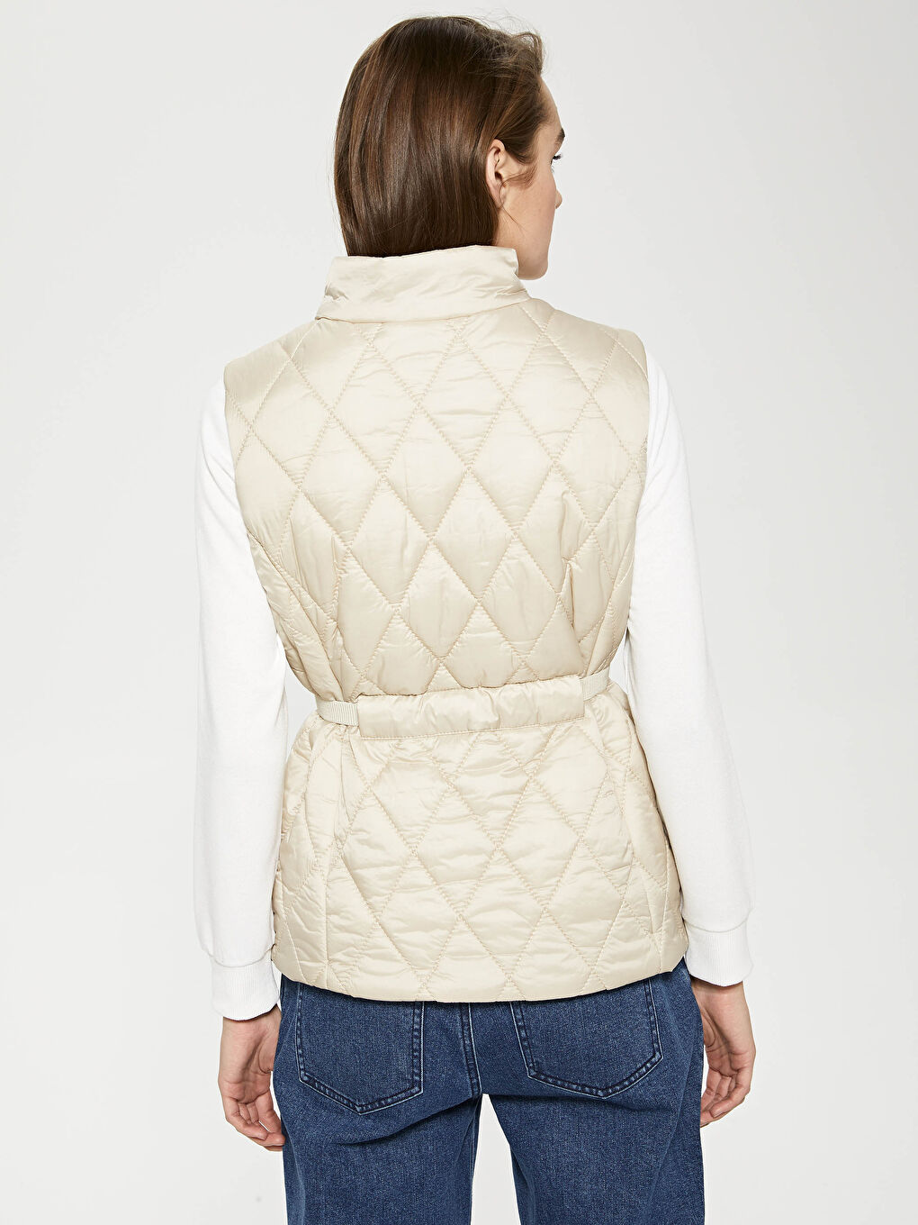 Gilet à Col Cheminée À Motifs pour Femmes-4