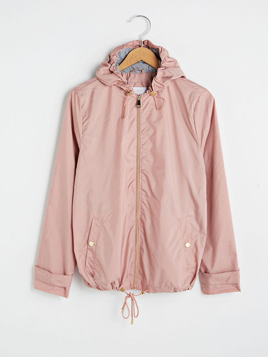 Pembe Kapüşonlu İnce Yağmurluk-5