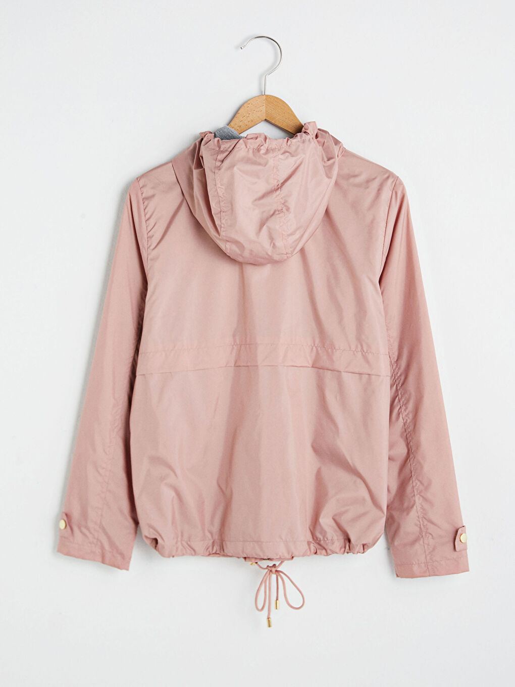 Pembe Kapüşonlu İnce Yağmurluk-6