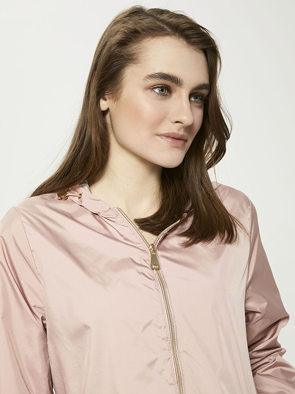 Pembe Kapüşonlu İnce Yağmurluk-2