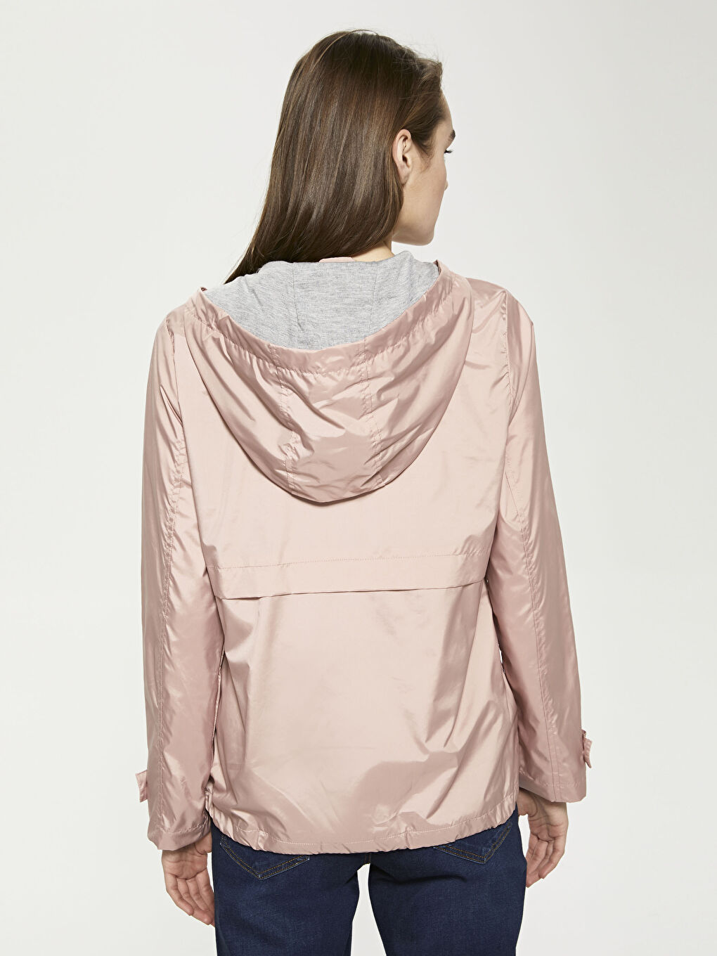 Pembe Kapüşonlu İnce Yağmurluk-3