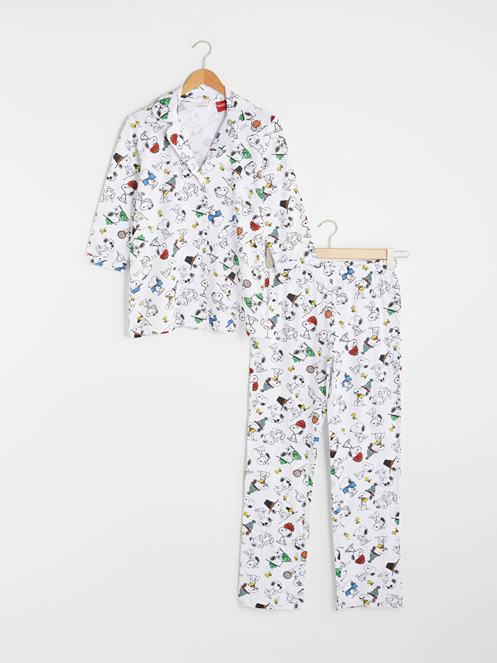Shirt Collar Snoopy Printed Long Sleeve Cotton Women's Pajamas Set-10