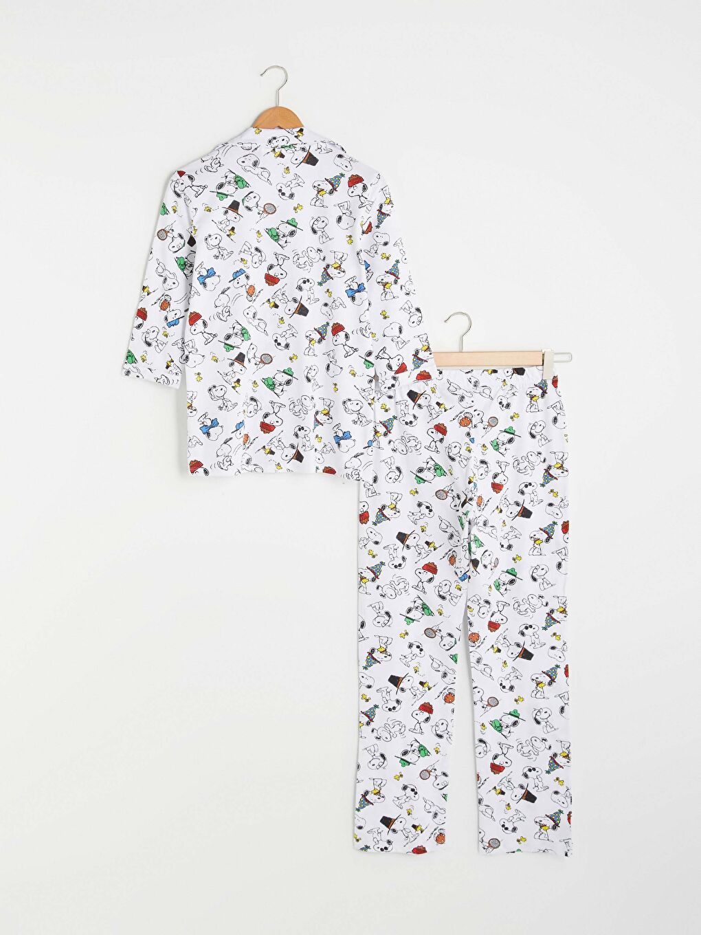 Shirt Collar Snoopy Printed Long Sleeve Cotton Women's Pajamas Set-11