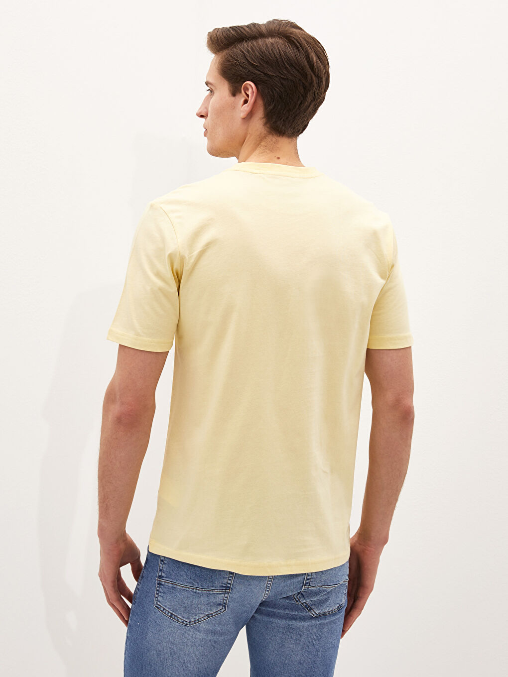 Sarı Bisiklet Yaka Kısa Kollu Baskılı Penye Erkek Tişört-3