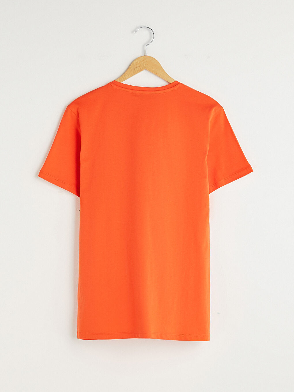 Turuncu Bisiklet Yaka Kısa Kollu Baskılı Penye Erkek Tişört-5