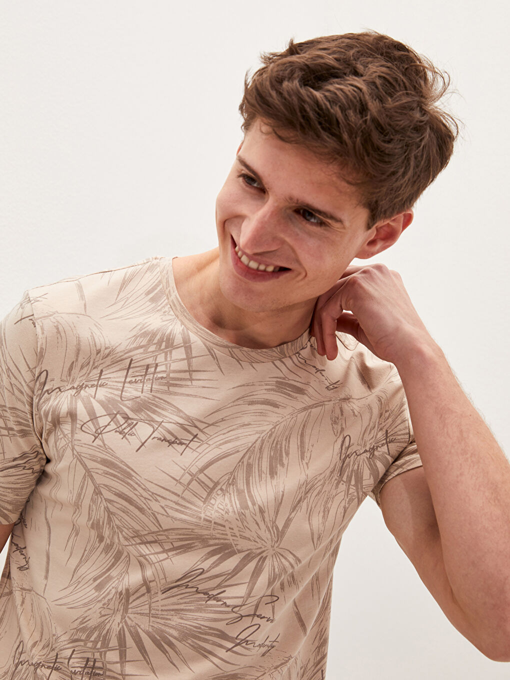 Crew Neck Short Sleeve Patterned Jersey Men's T-Shirt-2