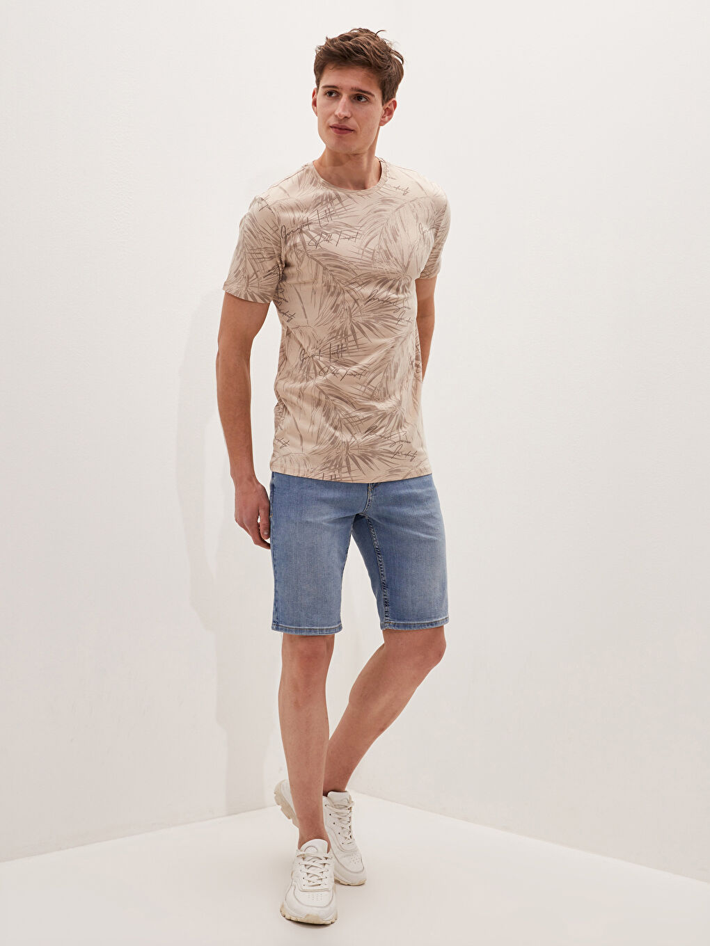 Crew Neck Short Sleeve Patterned Jersey Men's T-Shirt-3