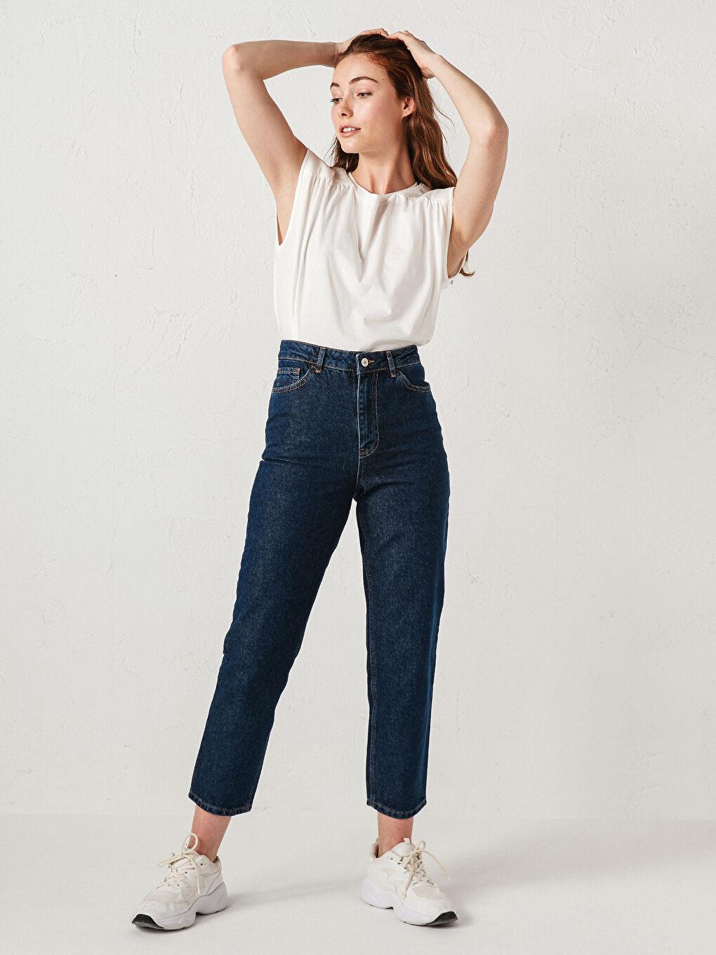 İndigo Yüksek Bel Straight Fit Kadın Rodeo Jean Pantolon