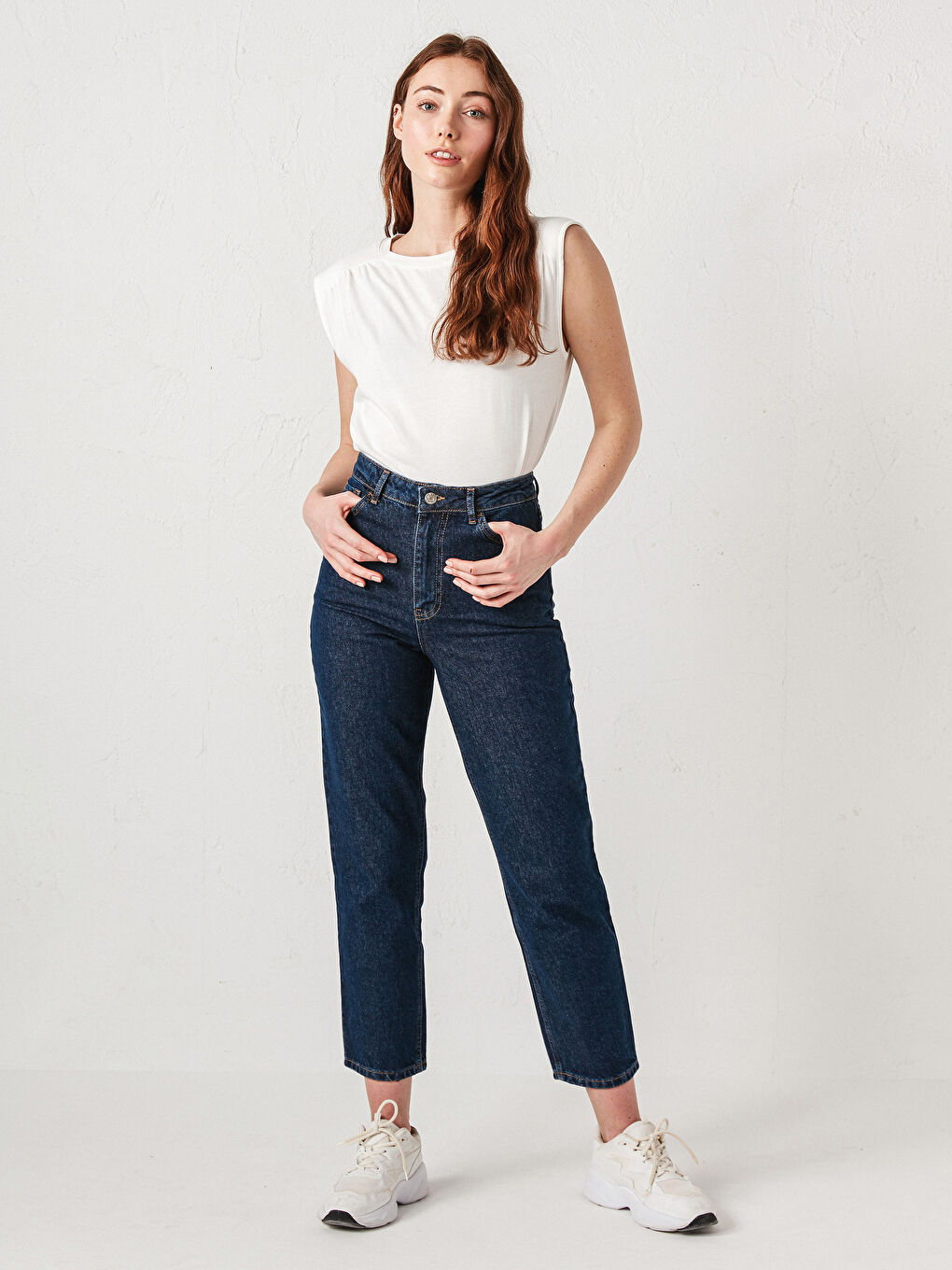 İndigo Yüksek Bel Straight Fit Kadın Rodeo Jean Pantolon-1