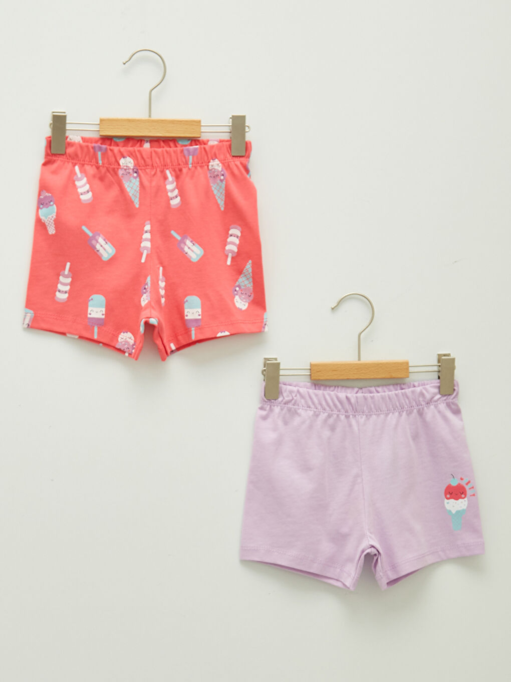 Lila Beli Lastikli Baskılı Kız Bebek Pijama Alt 2'li