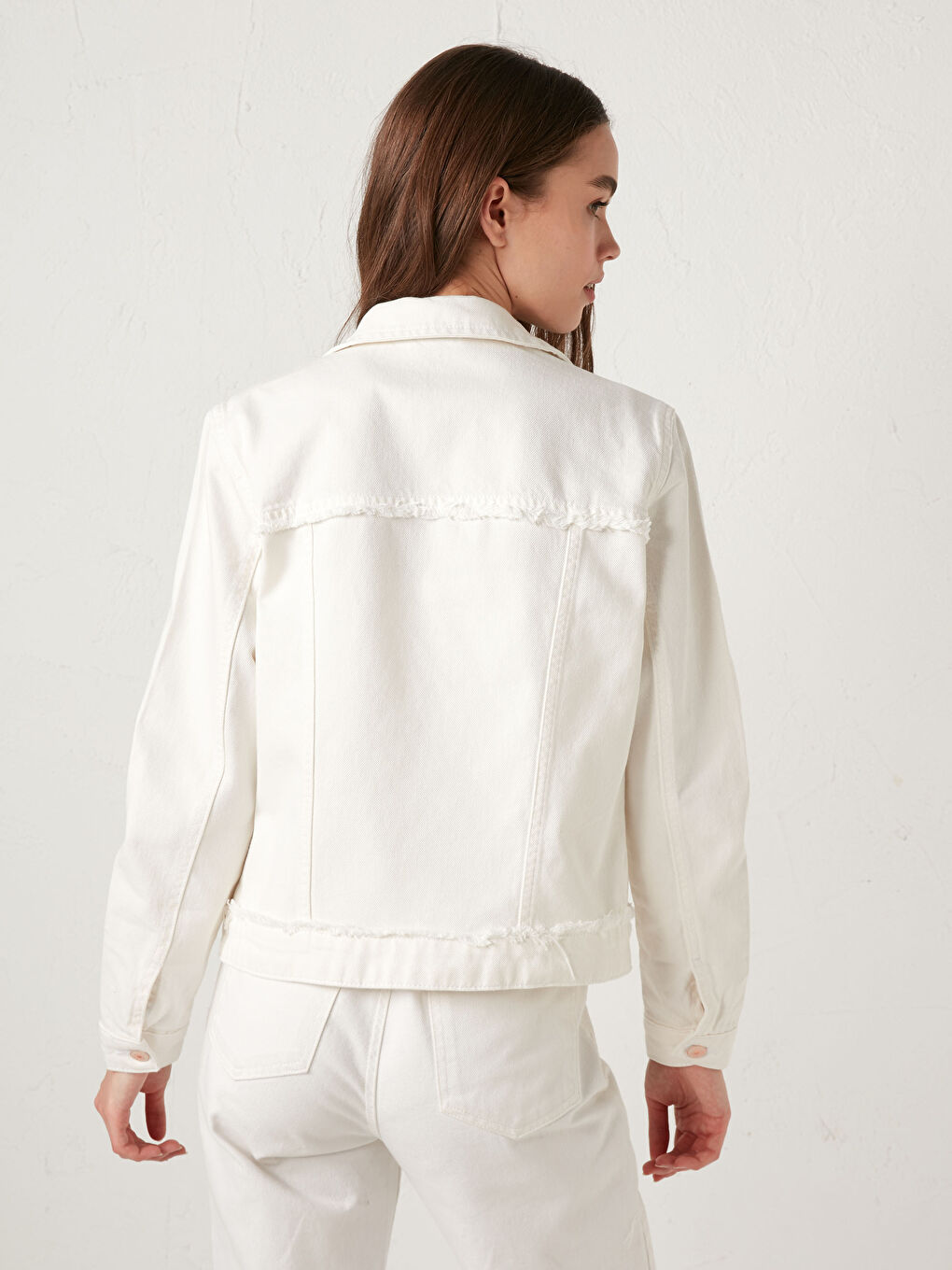 Geacă din Denim pentru Femei cu Detalii la Buzunar, Simplă, cu Mânecă Lungă-9