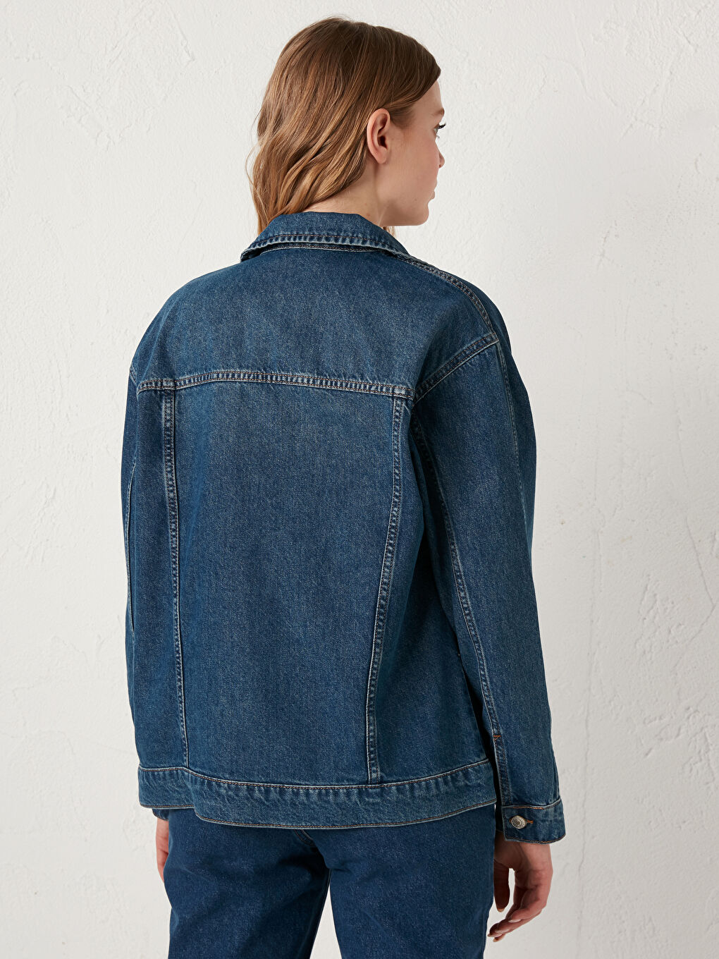 İndigo Ceket Yaka Yırtık Desenli Uzun Kollu Kadın Rodeo Jean Ceket-4