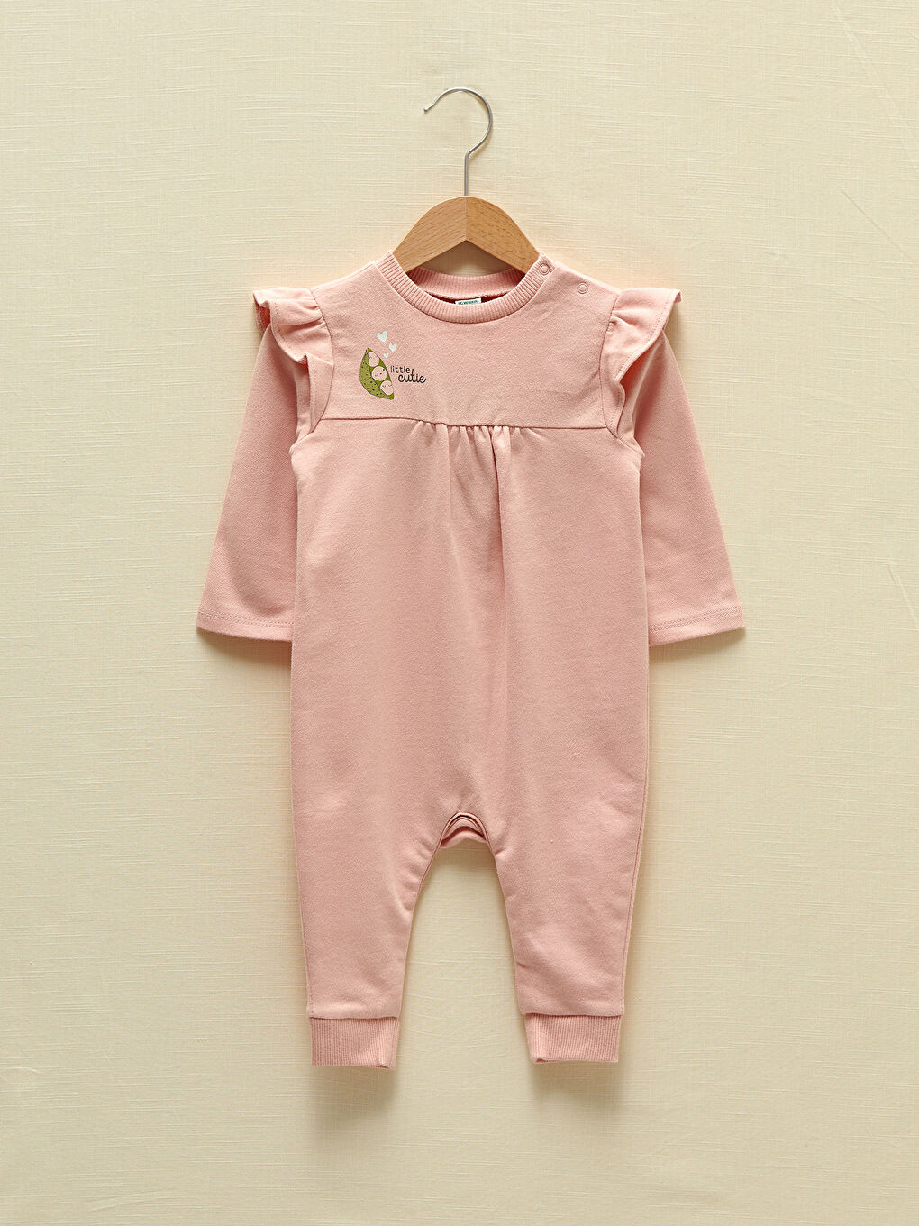 Crew Neck Long Sleeve Printed Baby Girl Jumpsuit