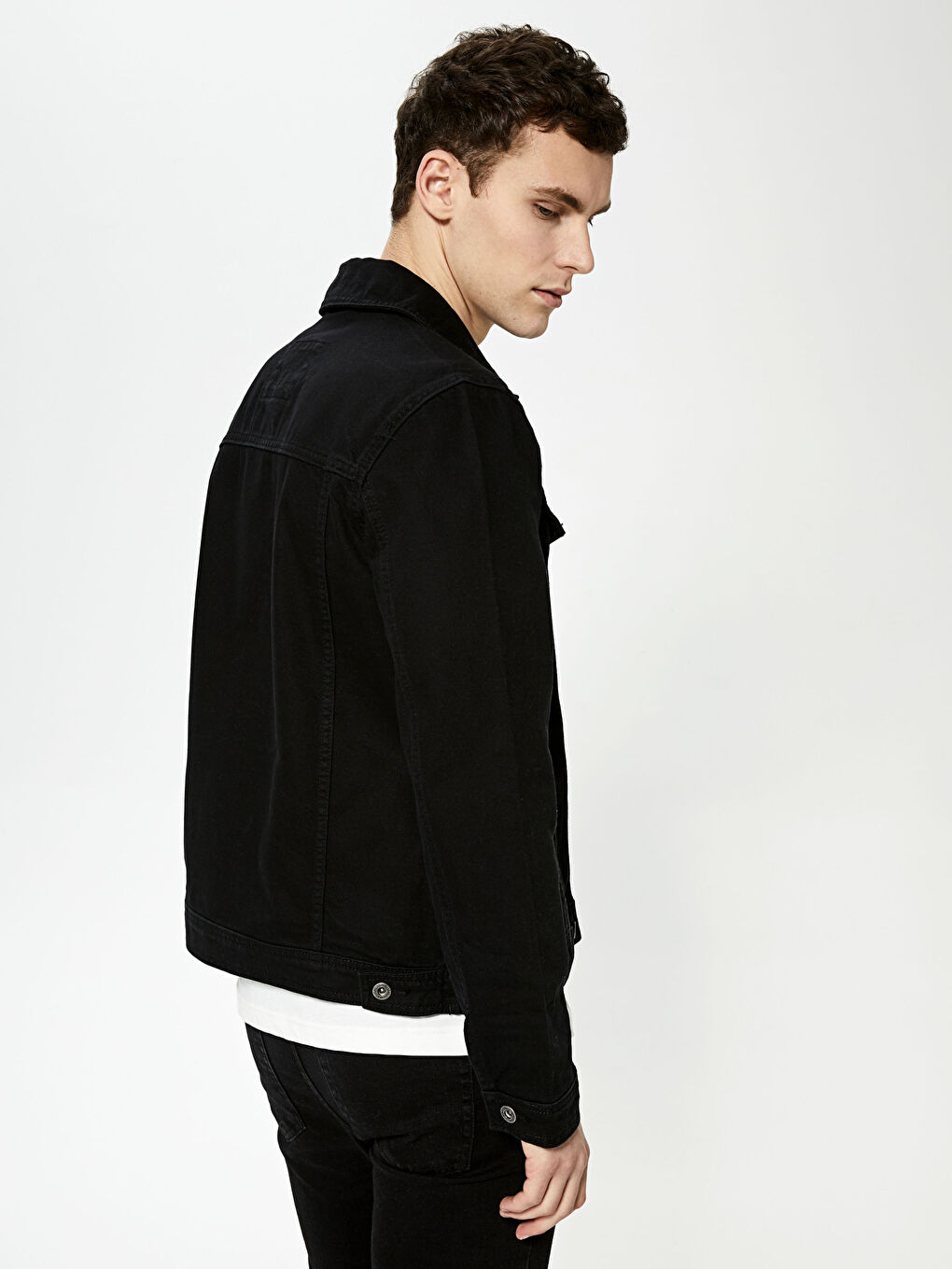 Siyah Slim Fit Gömlek Yaka İnce Erkek Mont-4