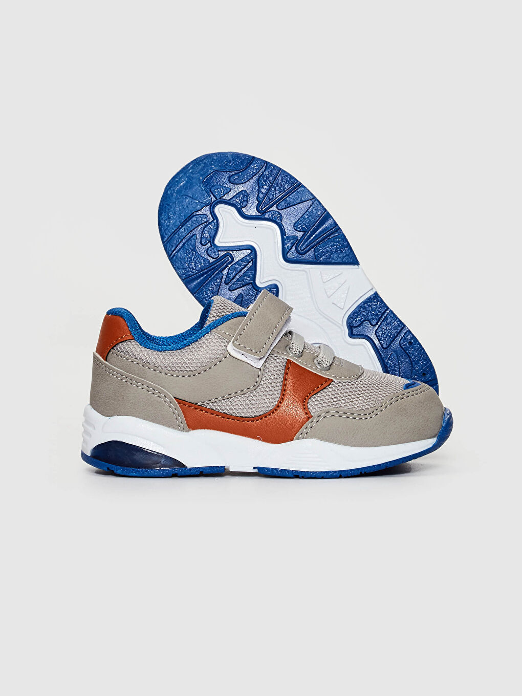 Gri Erkek Bebek Işıklı & Cırt Cırtlı Günlük Spor Ayakkabı-3