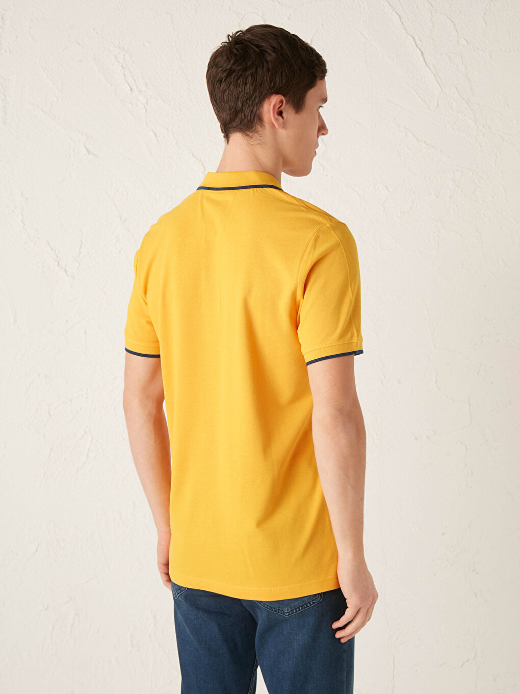 Turuncu Polo Yaka Kısa Kollu Pike Erkek Tişört-3