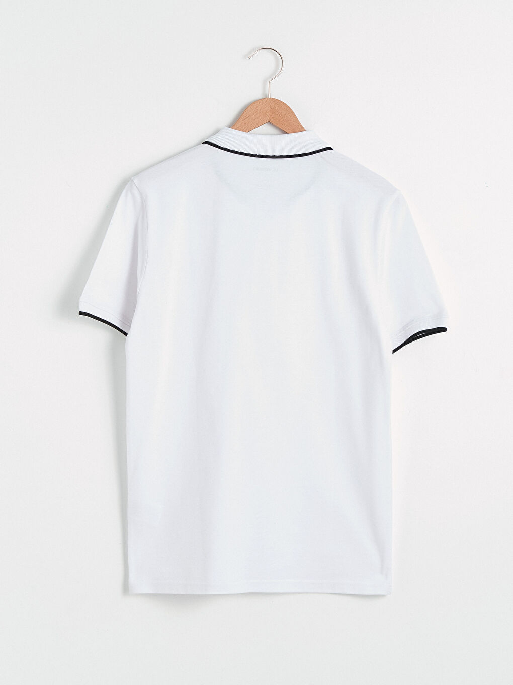 Beyaz Polo Yaka Kısa Kollu Pike Erkek Tişört-5