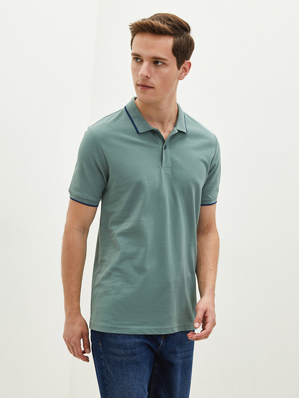 Polo Neck Short Sleeve Pique Men's T-shirt-1