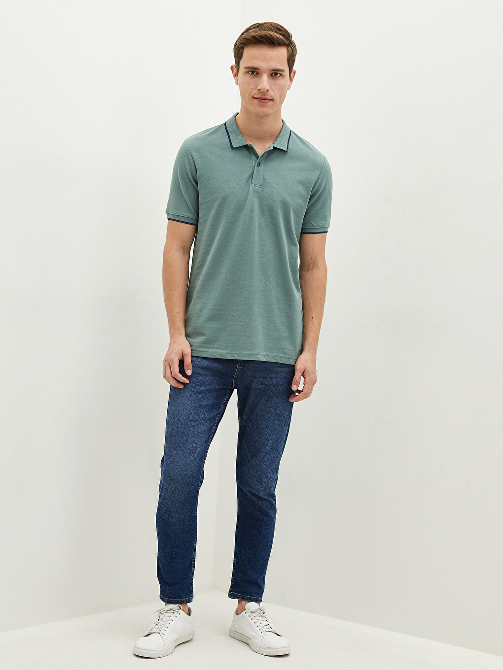 Polo Neck Short Sleeve Pique Men's T-shirt-2