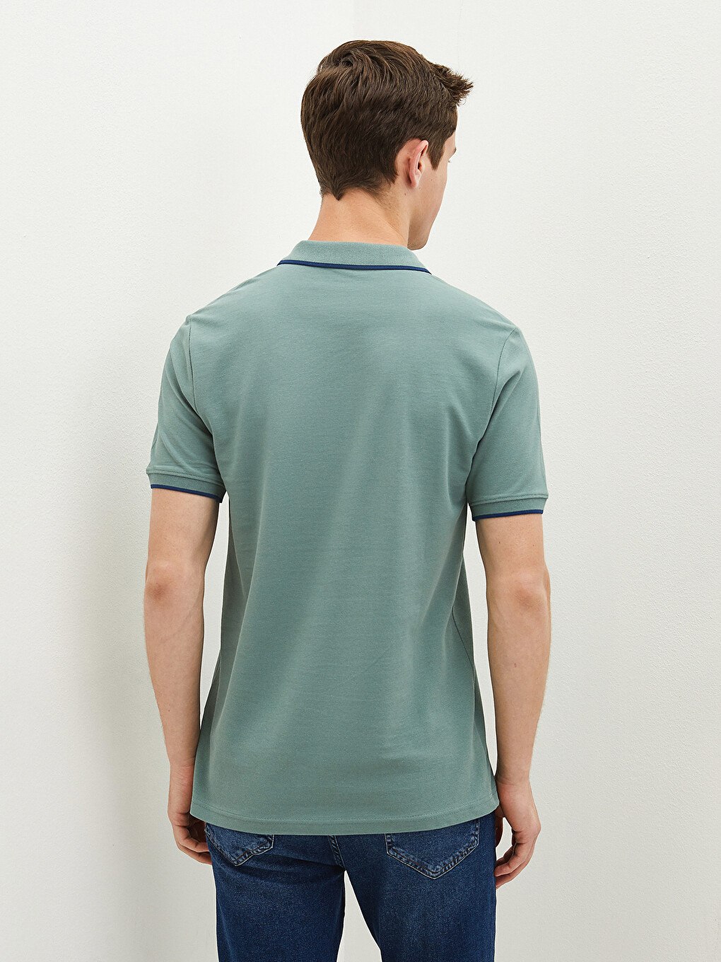 Polo Neck Short Sleeve Pique Men's T-shirt-3