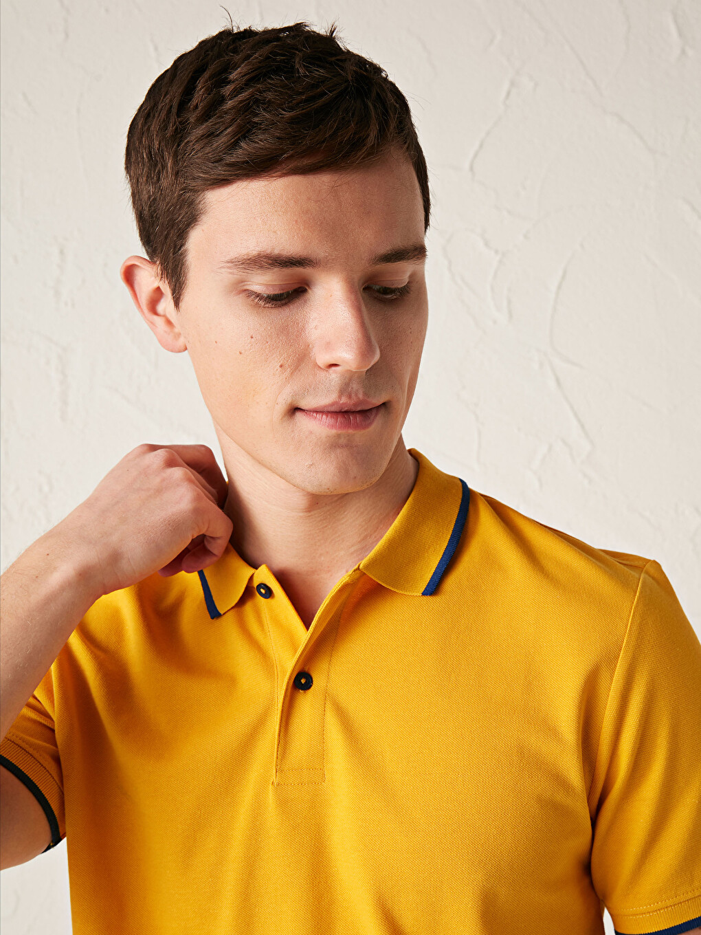 Polo Neck Short Sleeve Pique Men's T-Shirt-1