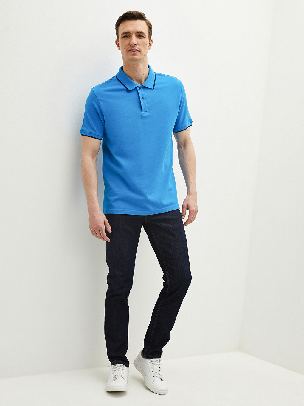 Polo Neck Short Sleeve Pique Men's T-Shirt-2