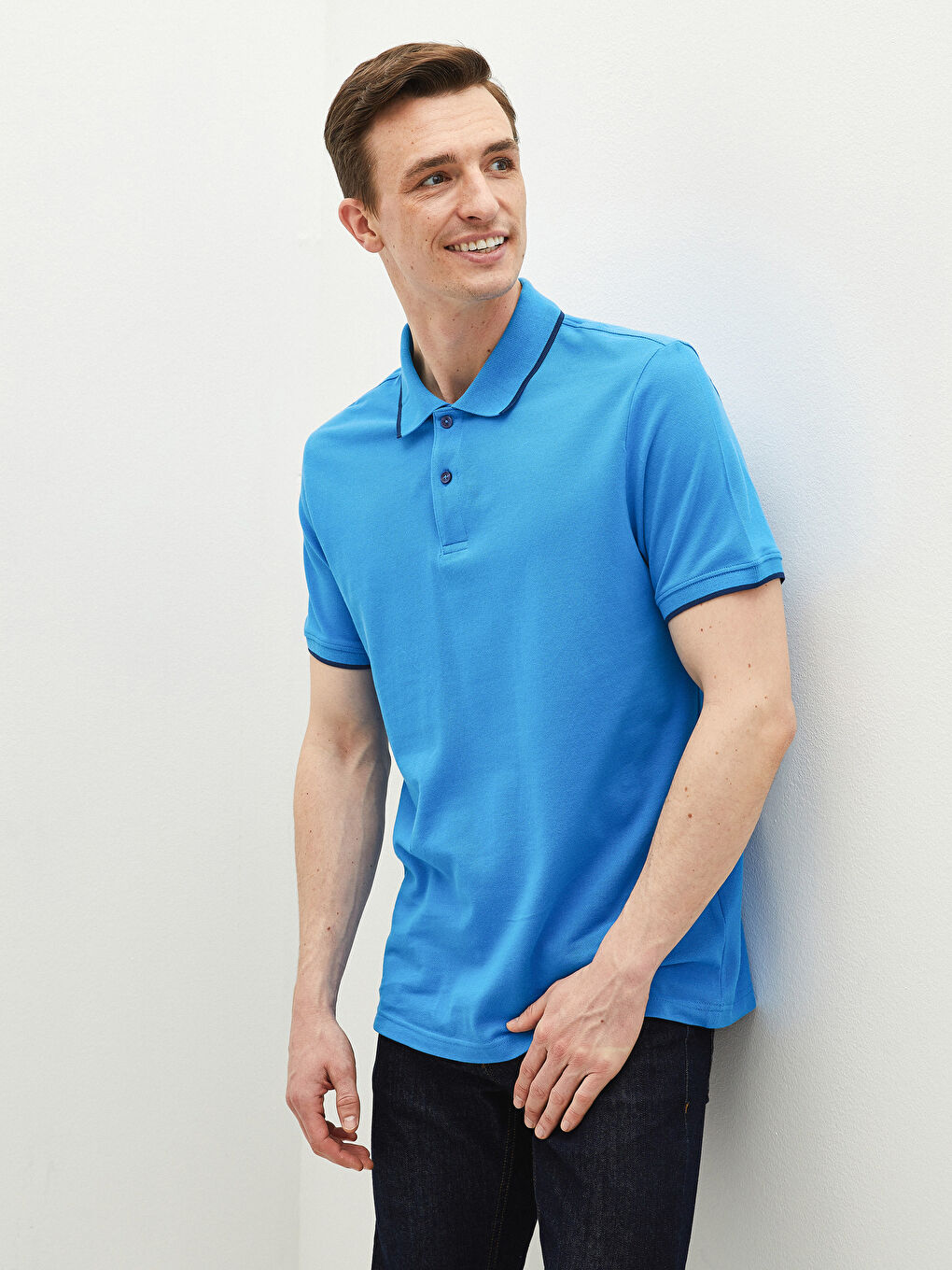 Polo Neck Short Sleeve Pique Men's T-Shirt-4
